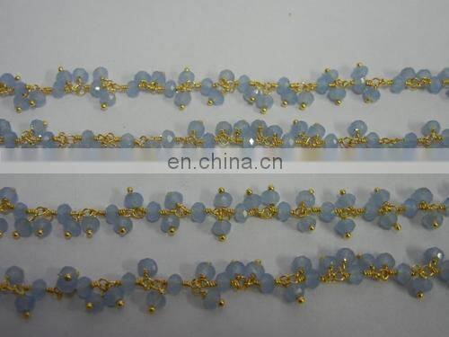 Black Onyx Gemstone Flower Chain/Gemstone Beaded Chain/wire wrapped beaded chain