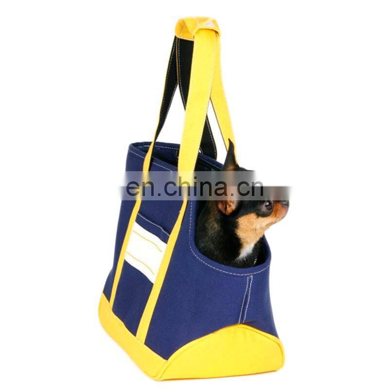 Fashion Design Side Open Bag Dog Pet Carrier for cat with canvas denim