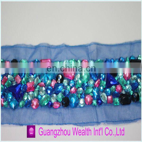 latest beaded lace mesh rhinestone trim summer products