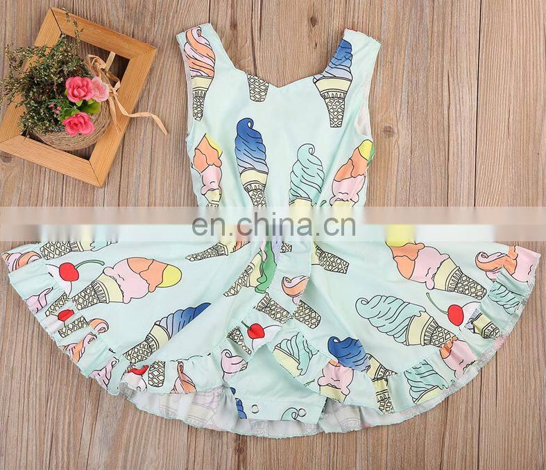 Lovely Ice Printed Newborn Baby Jumpsuit Summer Baby Girl Dress