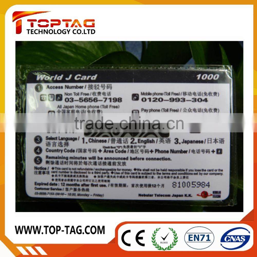 CR80 standard pvc scratch code recharge cards