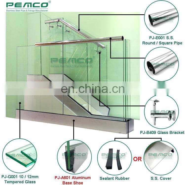 Balcony Baluster Frameless Aluminium Channel Glass Railing Design For Deck