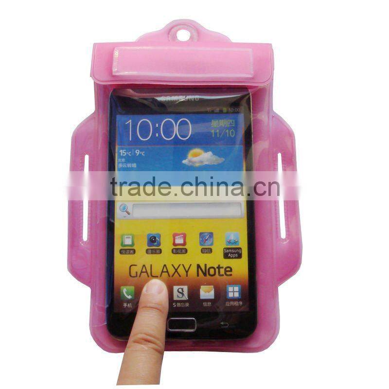 TPU recycling material wrist mobile phone zipper case for samsung galaxy note II beach dry bag