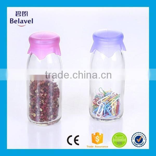 Food grade 250ml beverage juice bottle glass milk bottle with silicone cap