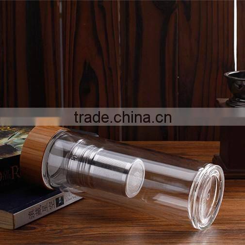 Tea infuser glass drinking bottles with lids
