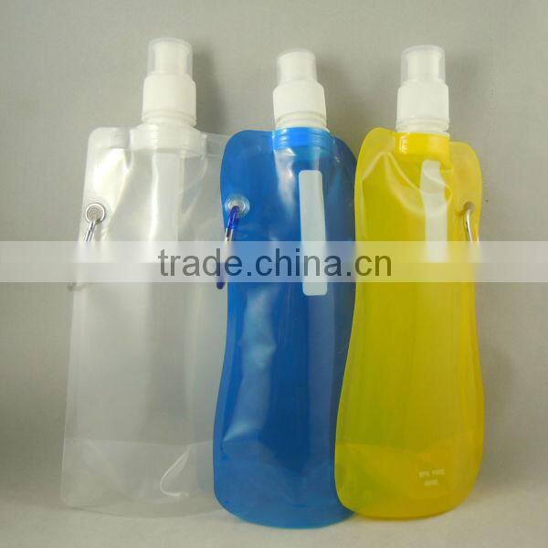 China factory custom foldable plastic drinking water bag with spout and hook