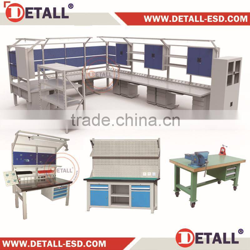 used industrial workbench with drawer and steel frame