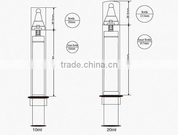 2015 Hot 10ml 20ml Airless Cosmetic Syringe Manufacturers