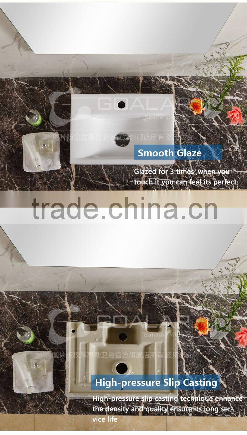 Bathroom Sink Smooth Surface Rectangular Ceramic Art Wash Basin