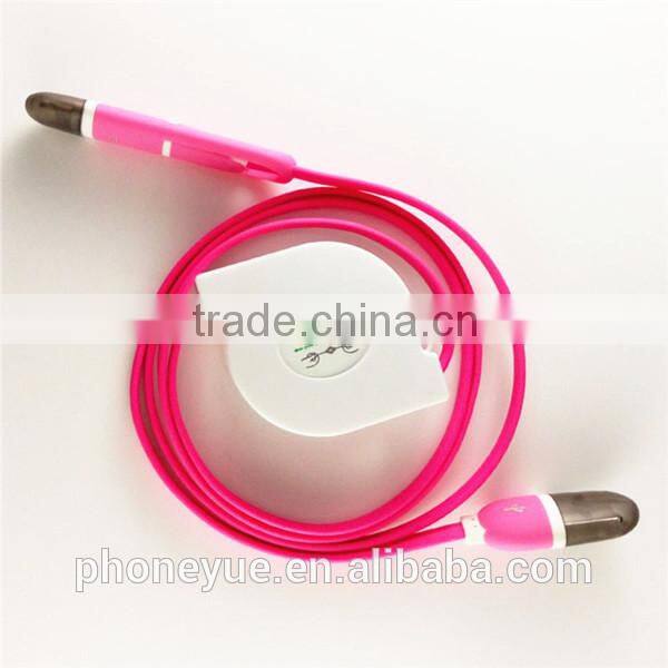 2016 latest products 2 in 1 retractable micro usb cable for charging