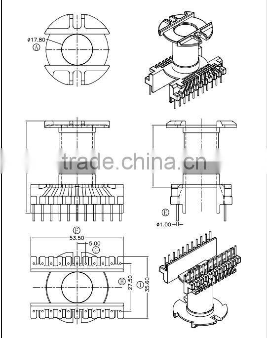 ETD49 transformer bobbin vertical 11+11PIN/Horizontal bobbin 10+10pin