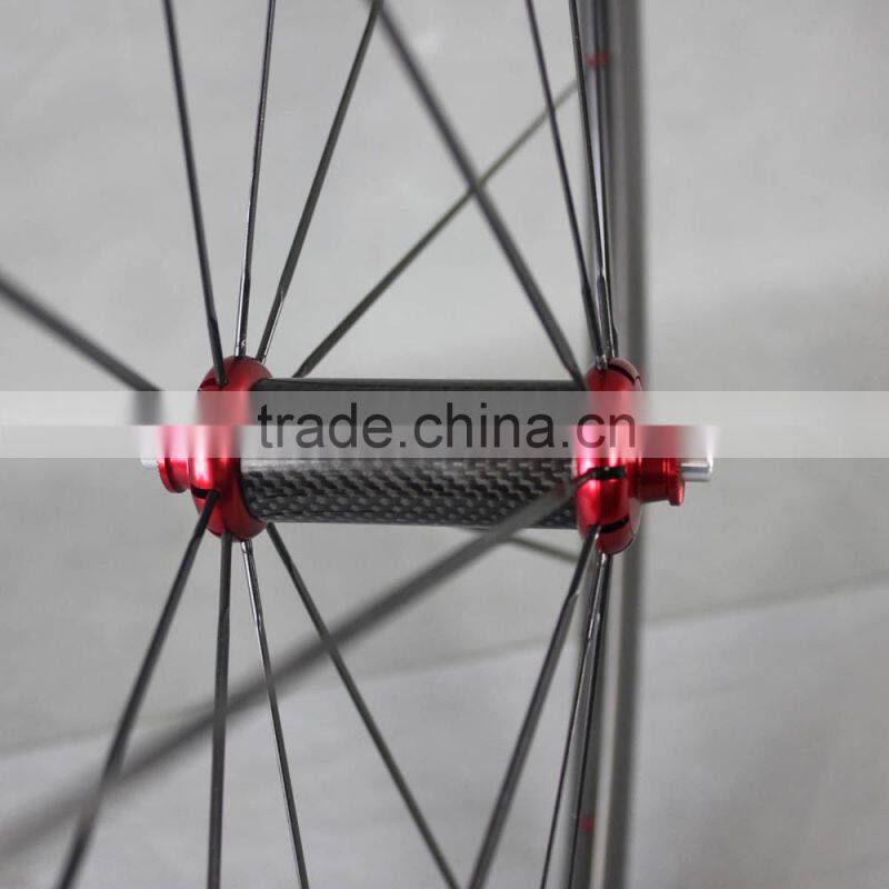 700C carbon wheels clincher road carbon rims 21mm width bicycle wheelset with titanium quick release 38C
