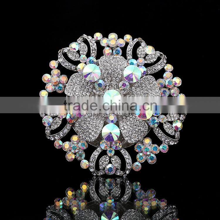Wholesale Zinc Alloy Rhinestone Crystal Brooch, Zinc Alloy Rhinestone Crystal Strass Brooch Pins for wedding design