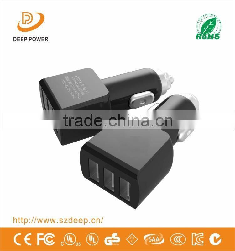 Shenzhen Made High quality Portable 3usb car charger, custom design universal car charger