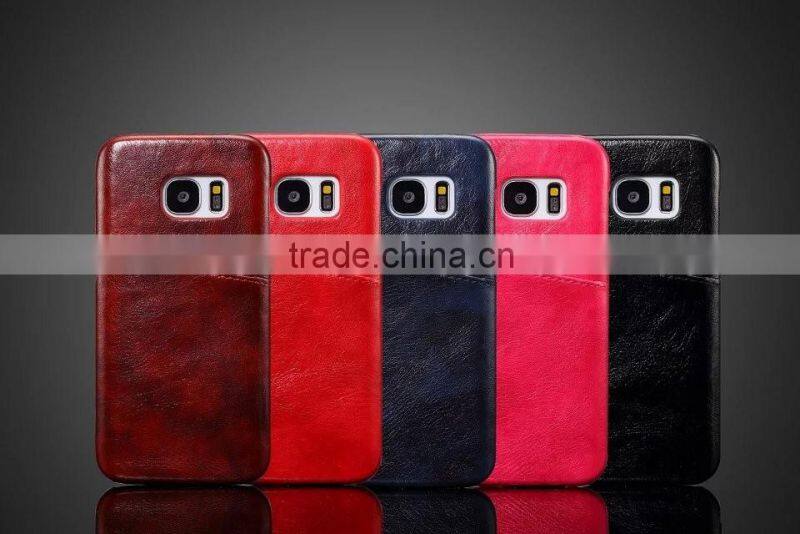 Low Price High Quality Leather Rubber Back Case for Samsung S7 edge Luxury Crazy Horse Grain Case with Card Slot SSZ MT-5536