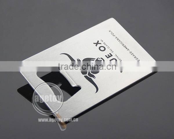 Rectangle Credit Card Shaped Stainless Steel Promotion Metal Business Card Shaped Print Bull Custom Bottle Opener