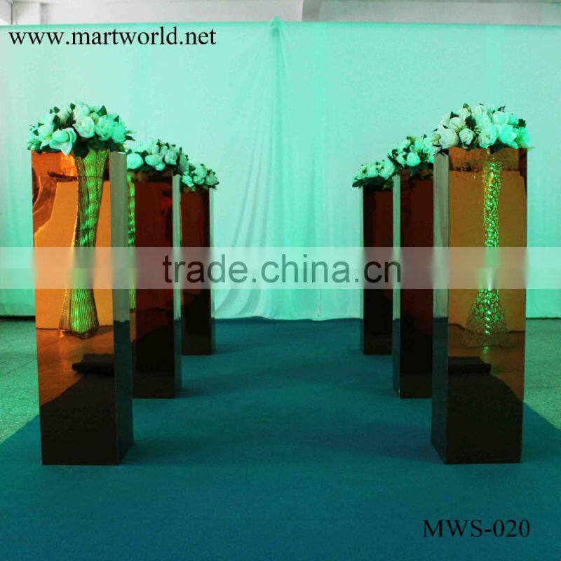 1m tall gold mirror surface flower stand pillar column for wedding decorating party and weddings decoration(MWS-020)