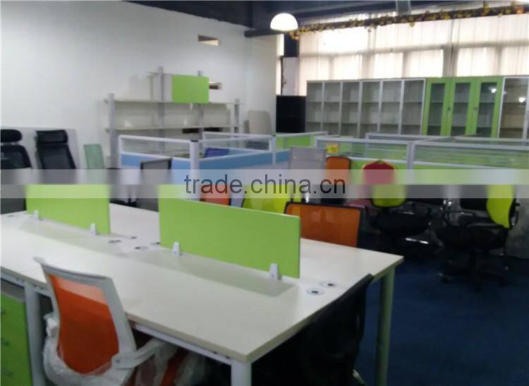 Black tufted reception desk made with tempered glass