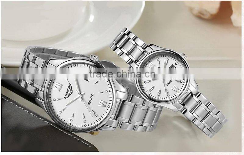 Analog couple watches full stainless steel case and band couple watches