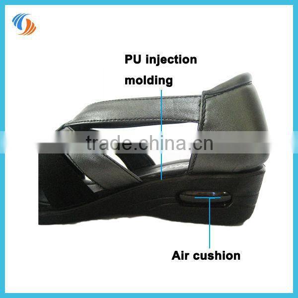 Women Summer PU Shoes Sandals Black/Gold Air Cushioned