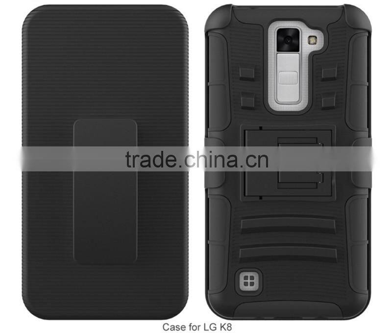 For LG K8 rugged stand silicone bumper mobile case cover with belt clips