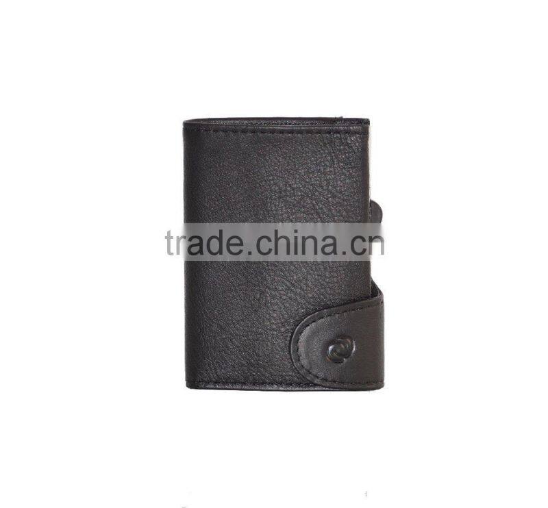 Slim Leather Card Hoder ID&Credit Cardholder Slim Card Holder aluminum Nero