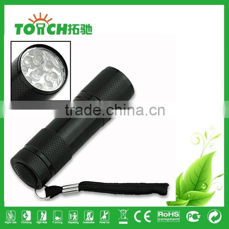mini torch light 9 led flashlight by 3*AAA battery 9 led gift flashlight