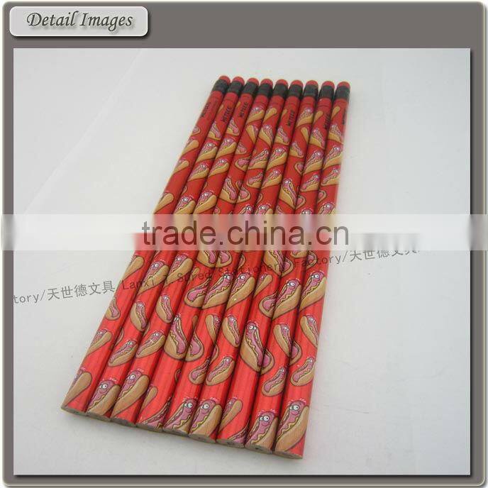 7 Inches School Wood Pencil With Red Eraser