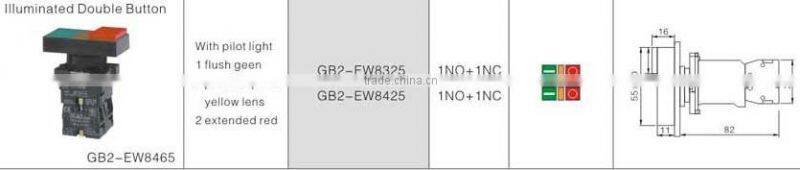 GB2-EW8465 CNGAD GB2 series red and green 2 buttons Illuminated with LED switch