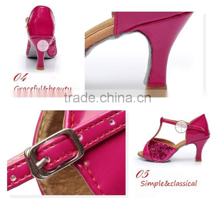 2016 Popular cheap ballroom latin dance shoes women gold sequin dance shoes 4 colors