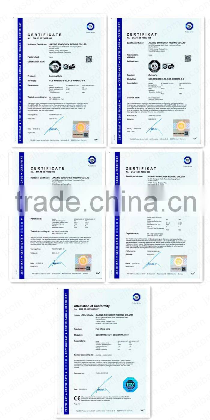 Red colour flat polyester webbing sling for lifting 5T 1M