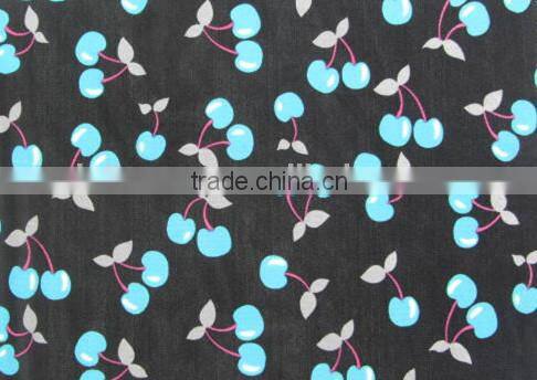 blue cherry mesh Spandex nylon 4070 Elastic silk chiffon floral printed fabric