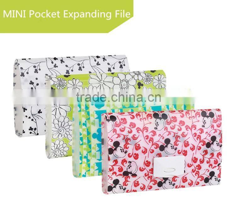 MINI Four patterns Pocket Expanding File office supplies stationery products file folder pp organ file