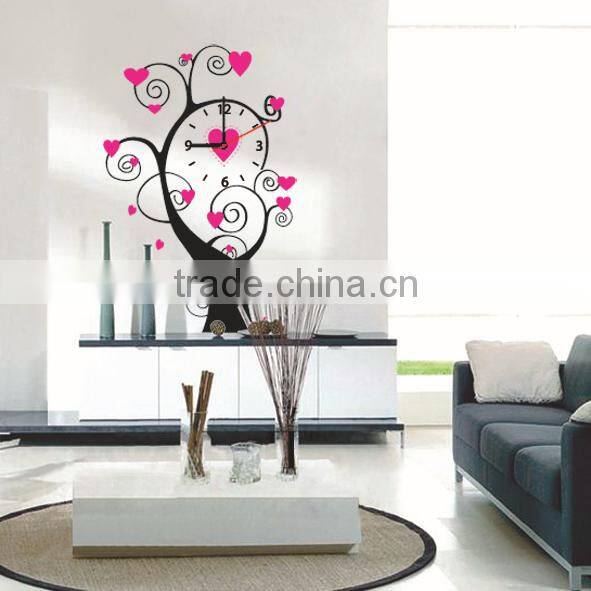 large loving heart clock shape removable room decor 3D wall sticker