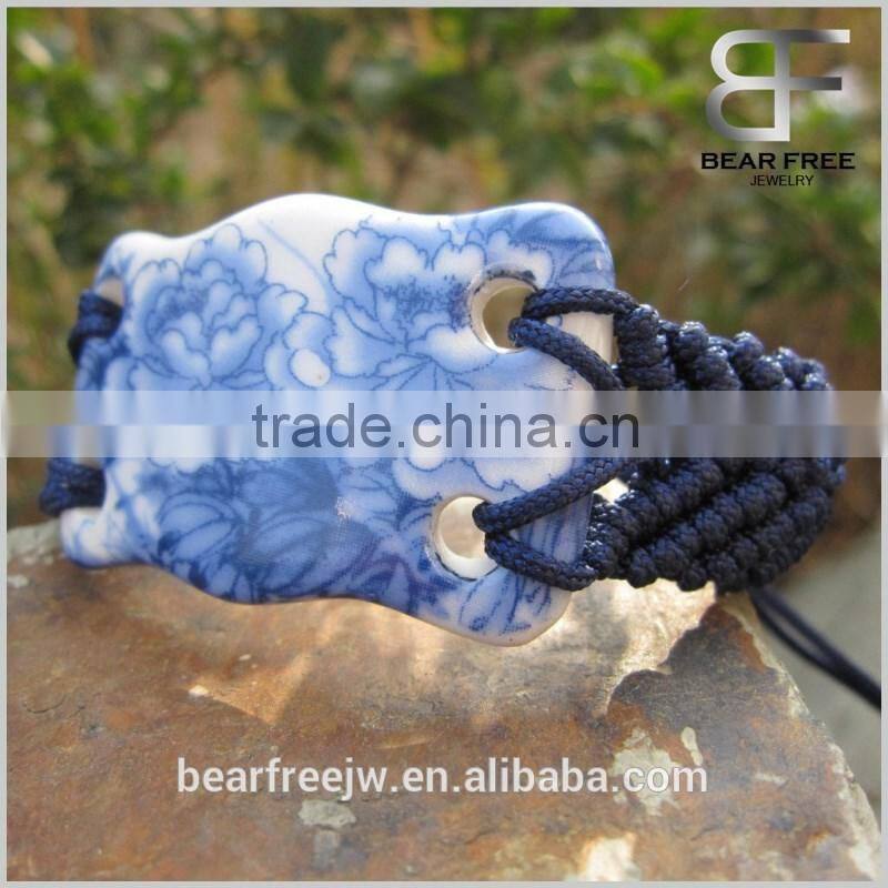 Unique designs Peony flower printing Bracelet made in Ceramic for women