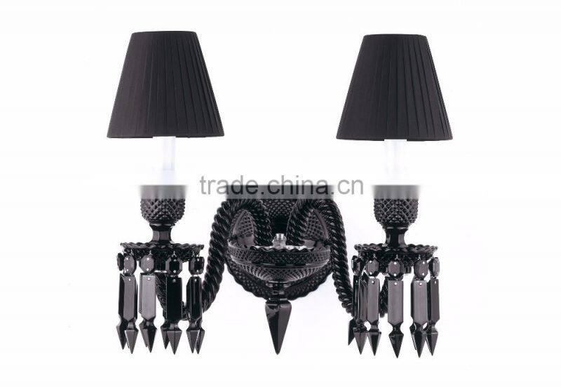 Fashion crystal wall light , led wall light with black lamp shade
