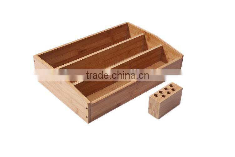 Hot Selling ! 2015 New Model 100% Bamboo Desk Organizer Cosmetics Storage Box
