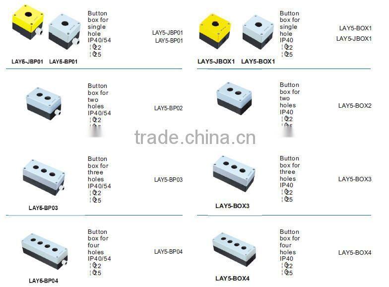 top selling 22mm three holes push button control box switch parts IP54/65 LAY5-JBPN3