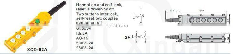 waterproof lifting&hoist push button control switch box XCD-62A