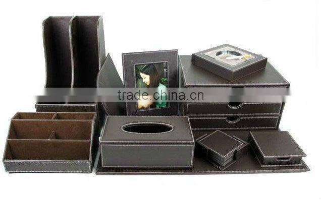 removable convenient family leather storage box for desk storage box