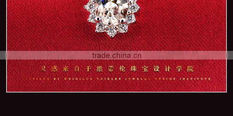 925 silver necklace pendant oval shape syntheric diamond setting pendant short chain necklace