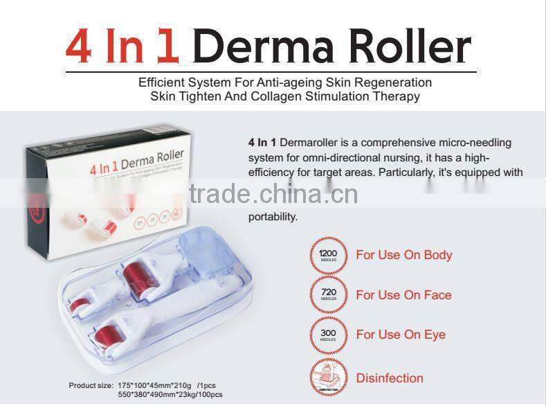 CE and RoHS korea Titanium 300&720 &1200 pins Bionic galvanic Skin nurse wrinkles eliminate derma roller