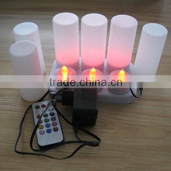 rechargeable Remote control set of 6 LED plastic tealights candles