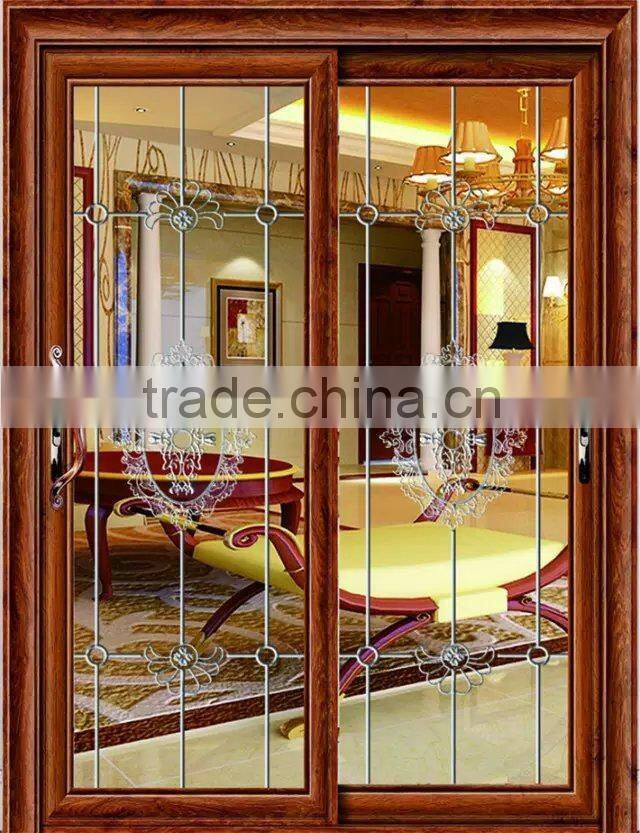 durable wooden frame glass carving for kitchen partition office partition