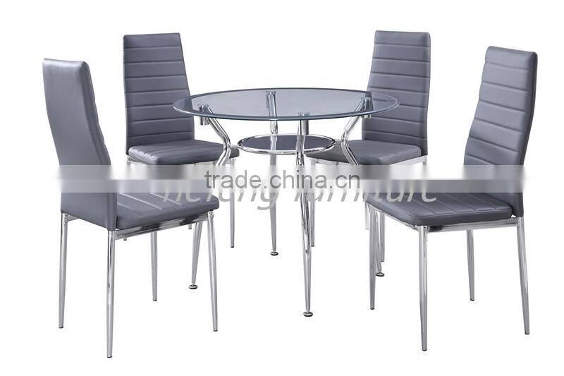 glass round dining table set with 4 chairs