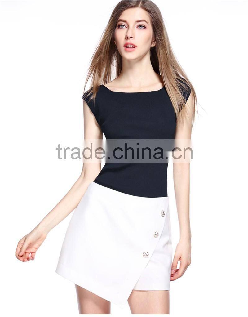 Fashion Korea Boat Neck Women Ladies Knitted Slim T Shirt Sleeveless Blouse Ladies Casual Tops latest design