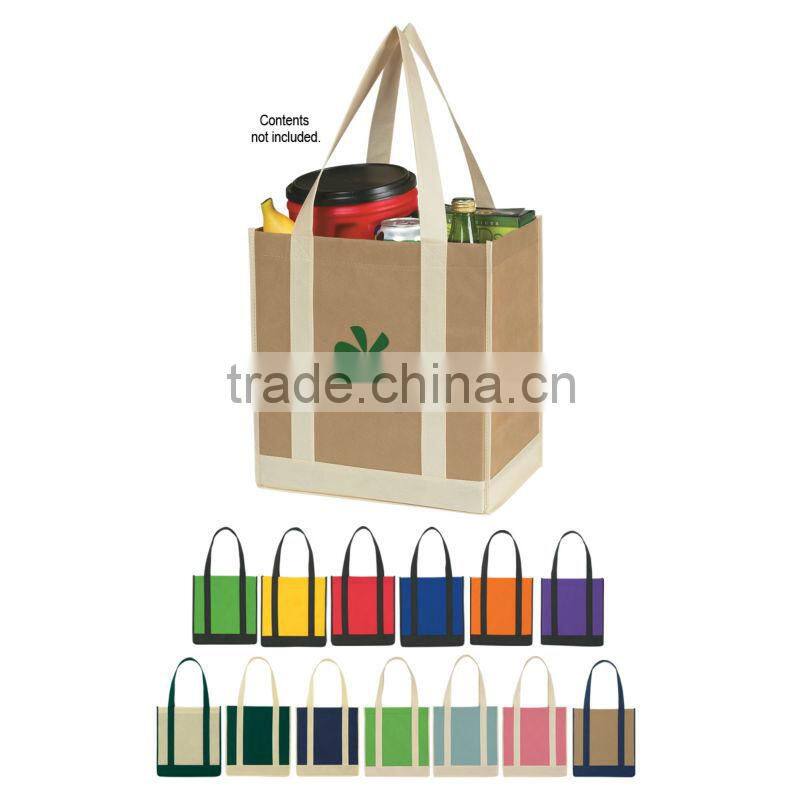 Non-Woven Two-Tone Shopper Tote Bag-Yellow