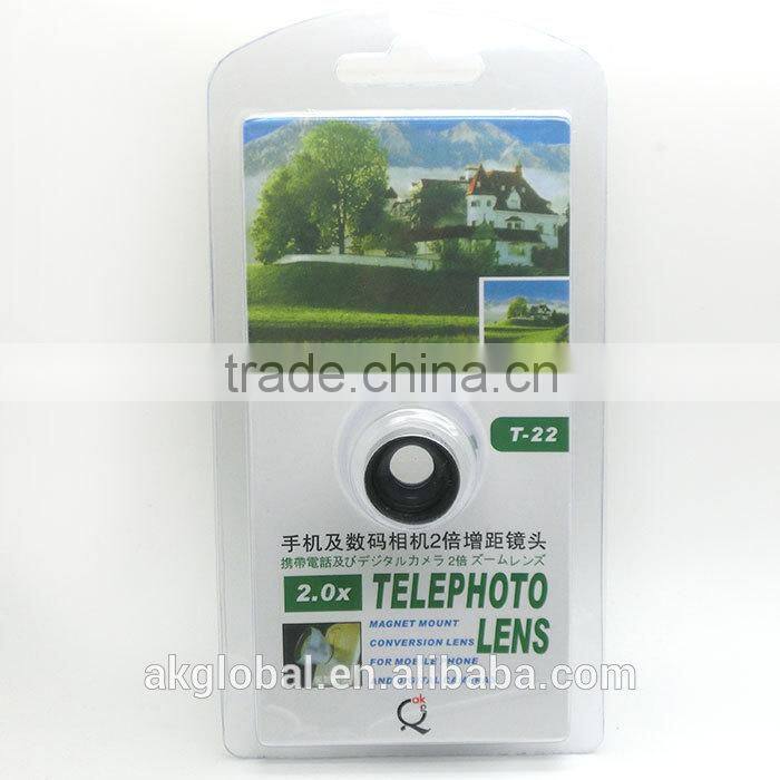 Universal Magnetic 2X metal Zoom telephoto phone magnetic lens for iPhone 5