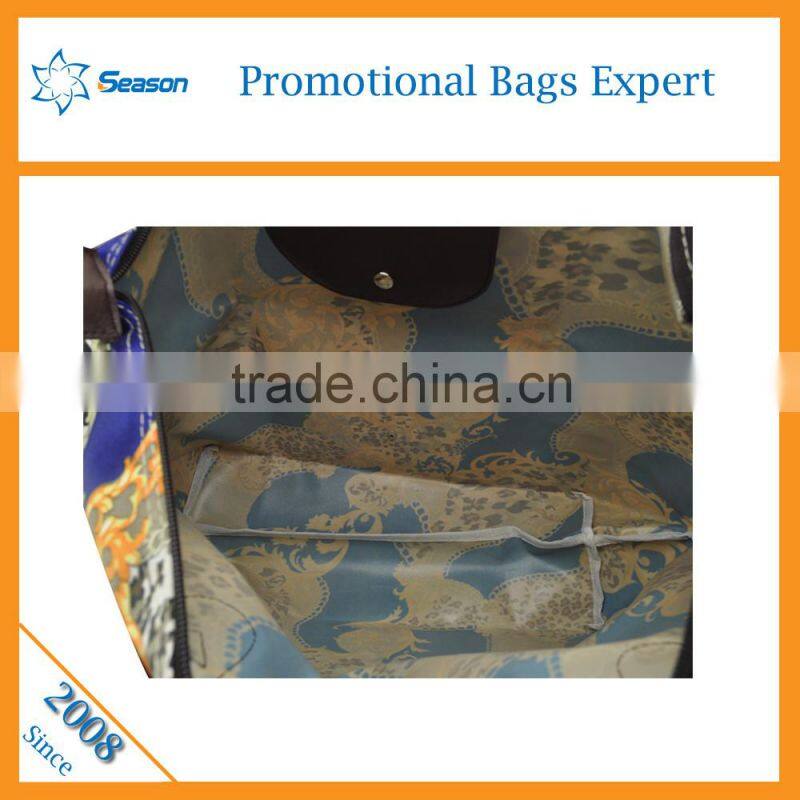 Fashion Flower print nylon lady tote bag women shopping bags