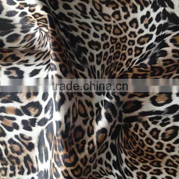 genuine leather garment fabric pu leather with leopard grain garment stocklot pu leather